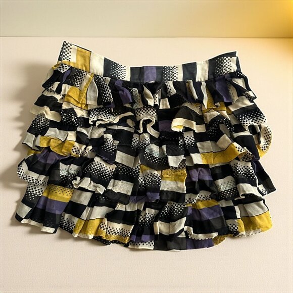 DIANE VON FURSTENBERG DVF 100% Silk Multicolor Ruffle Skirt Size 8 - Picture 1 of 9